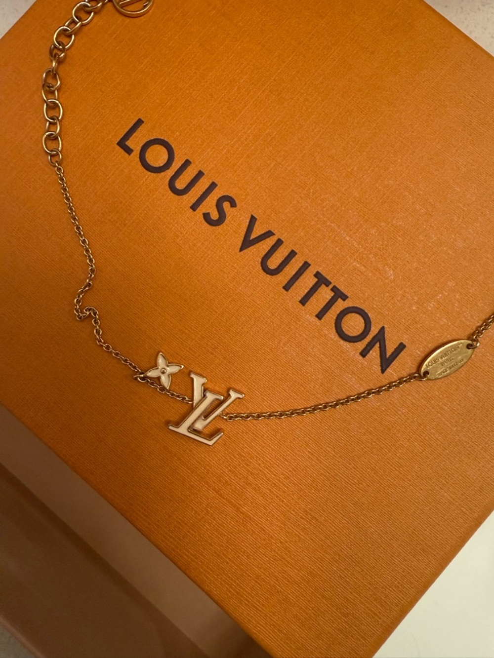 Louis Vuitton Gold-Tone LV Charm White Enamel Bracelet - Picture 6 of 6